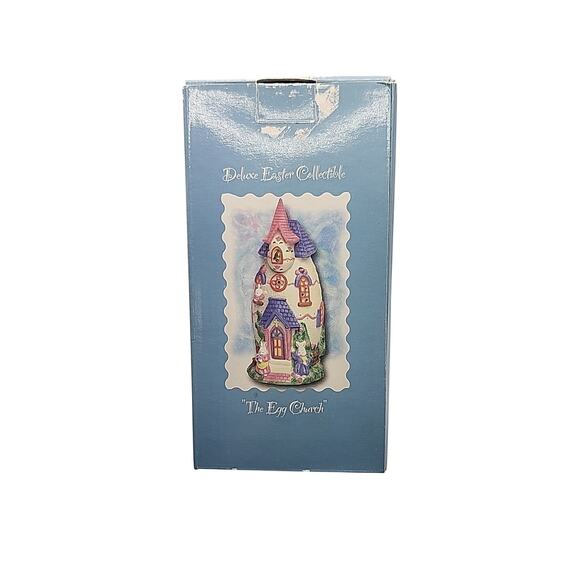 Vtg Deluxe Easter Collectible Egg Church Porcelain House Bunny Spring Hand Paint - Picture 8 of 13